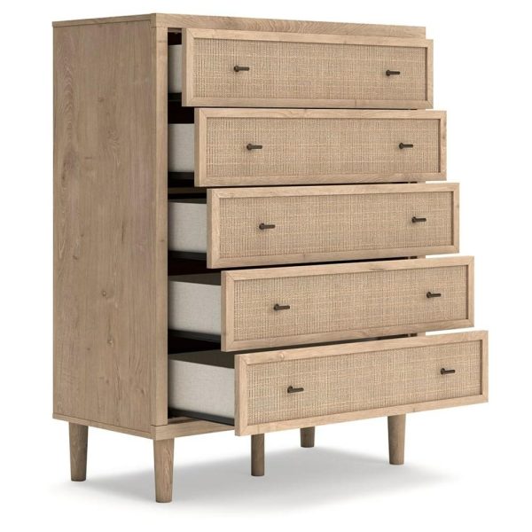 Contemporary 5-Drawer Chest With Cane Details  |  Chest Of Drawers Bedroom Chest Of Drawers