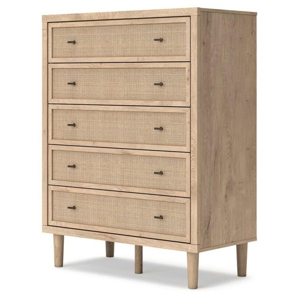 Contemporary 5-Drawer Chest With Cane Details  |  Chest Of Drawers Bedroom Chest Of Drawers