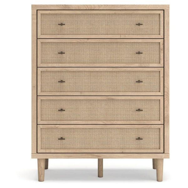 Contemporary 5-Drawer Chest With Cane Details  |  Chest Of Drawers Bedroom Chest Of Drawers