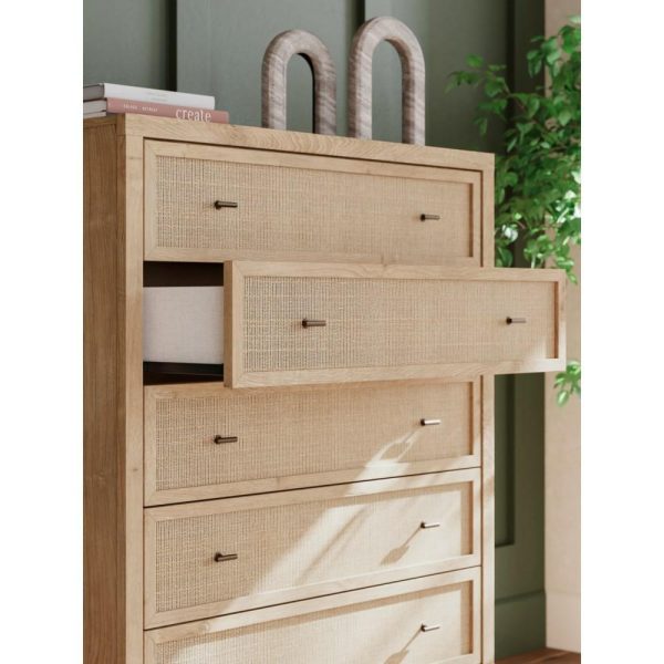 Contemporary 5-Drawer Chest With Cane Details  |  Chest Of Drawers Bedroom Chest Of Drawers