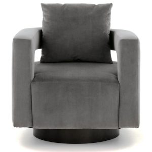 Contemporary Barrel Swivel Accent Chair In Velvet Fabric With With Loose Pillow  |  Living Room Chairs Living Room Living Room Chairs