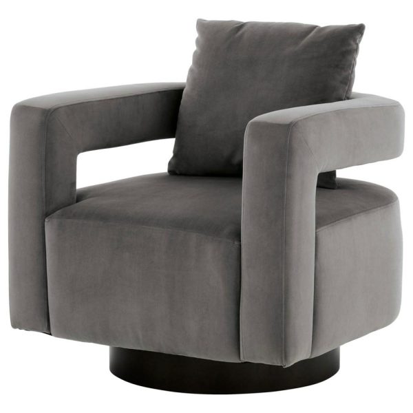 Contemporary Barrel Swivel Accent Chair In Velvet Fabric With With Loose Pillow  |  Living Room Chairs Living Room Living Room Chairs