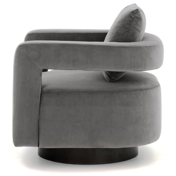 Contemporary Barrel Swivel Accent Chair In Velvet Fabric With With Loose Pillow  |  Living Room Chairs Living Room Living Room Chairs