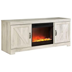 Large Tv Stand In Rustic White Finish With Fireplace  |  Tv Stands Living Room Tv Stands