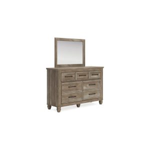 Rustic Farmhouse 7-Drawer Dresser With Mirror  |  Mirrored Dressers Bedroom Mirrored Dressers