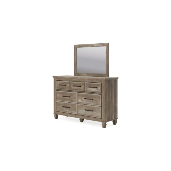 Rustic Farmhouse 7-Drawer Dresser With Mirror  |  Mirrored Dressers Bedroom Mirrored Dressers