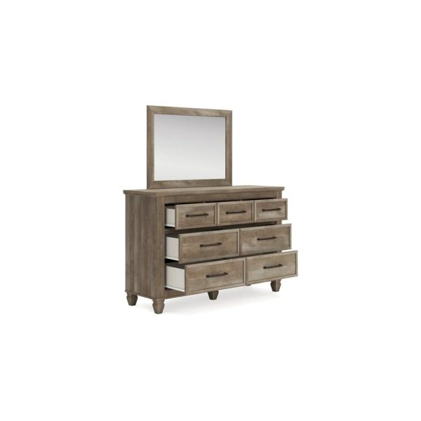 Rustic Farmhouse 7-Drawer Dresser With Mirror  |  Mirrored Dressers Bedroom Mirrored Dressers