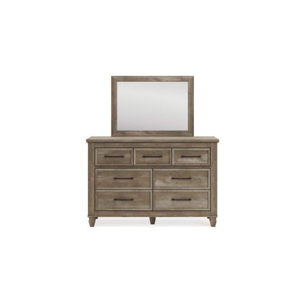 Rustic Farmhouse 7-Drawer Dresser With Mirror  |  Mirrored Dressers Bedroom Mirrored Dressers