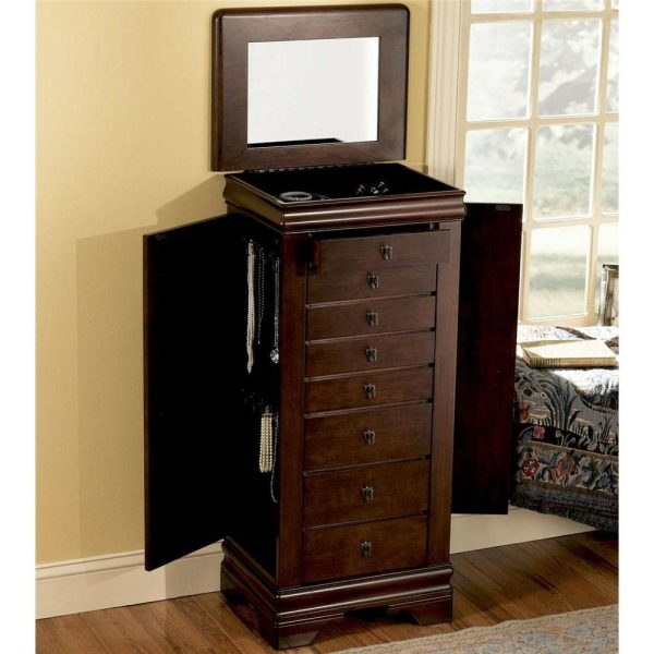 Traditional Jewelry Armoire With Felt-Lined Drawers  |  Jewelry Armoires Bedroom Jewelry Armoires